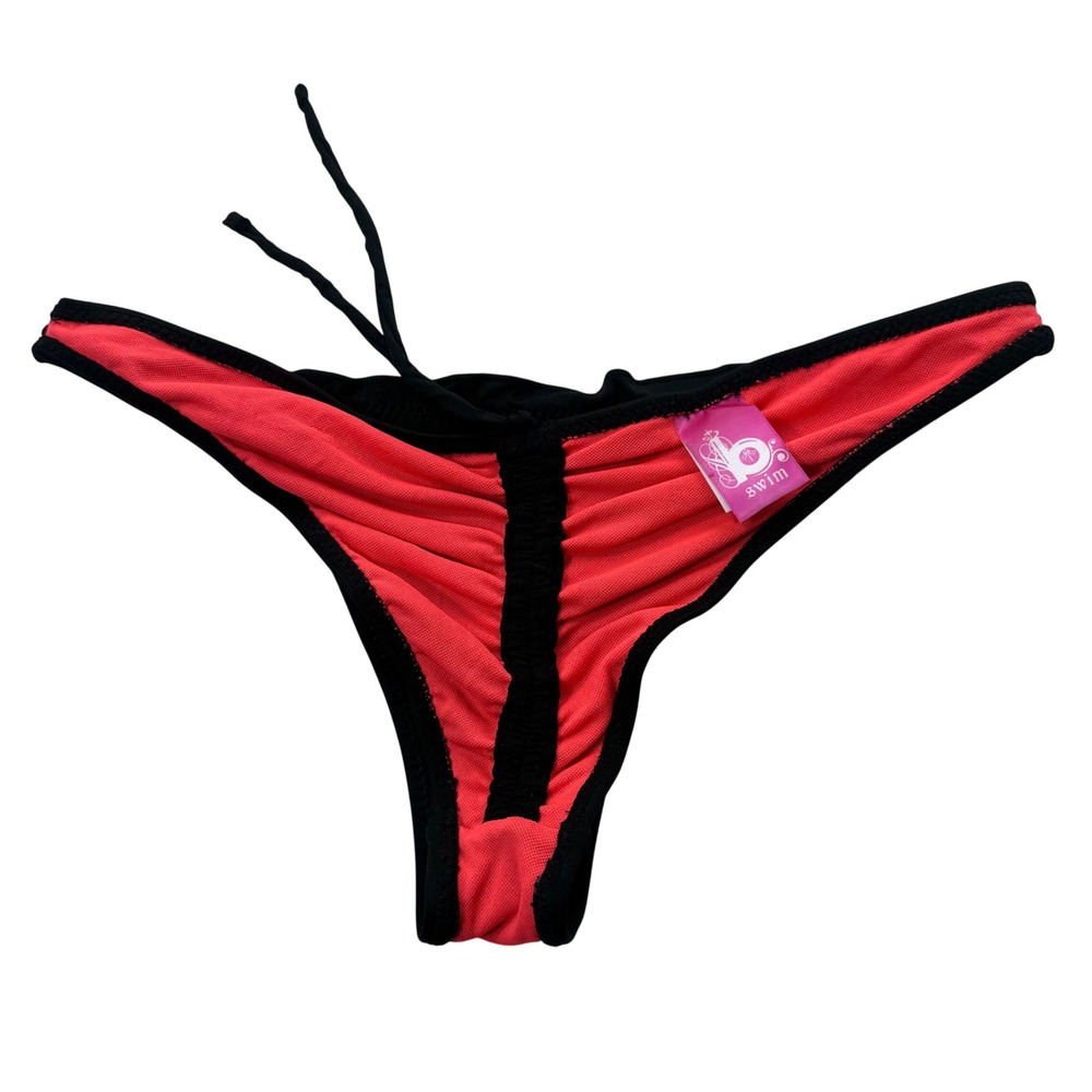 B Swim Cheeky Cupcake Bikini Bottom Womens Medium Noir Black Hot Pink L47 - Picture 6 of 9